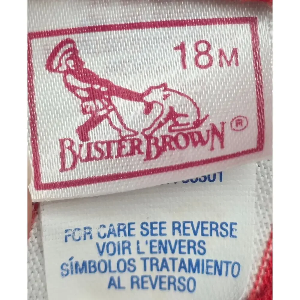 Vintage Buster Brown Boys 18‎ Month Baseball Red Stripe One Piece Mudville Pig